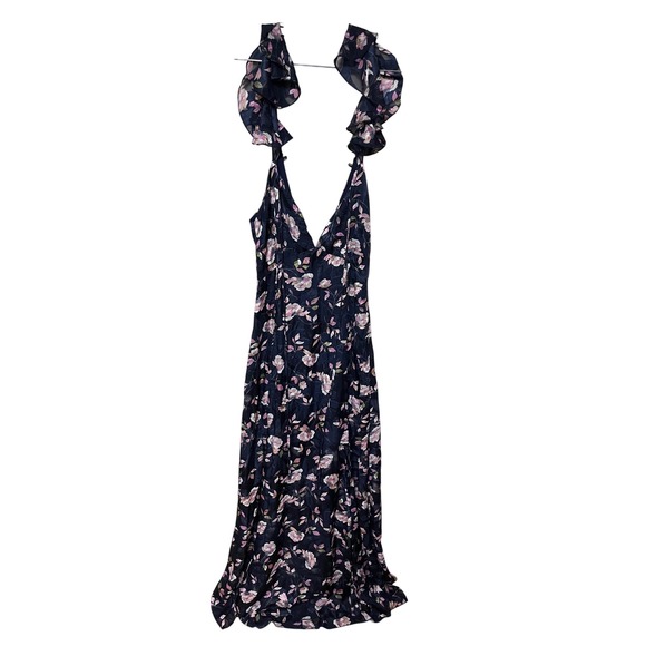 Lulus Dresses & Skirts - Lulus Navy Floral Print‎ Ruffle Strap Maxi Dress Size S